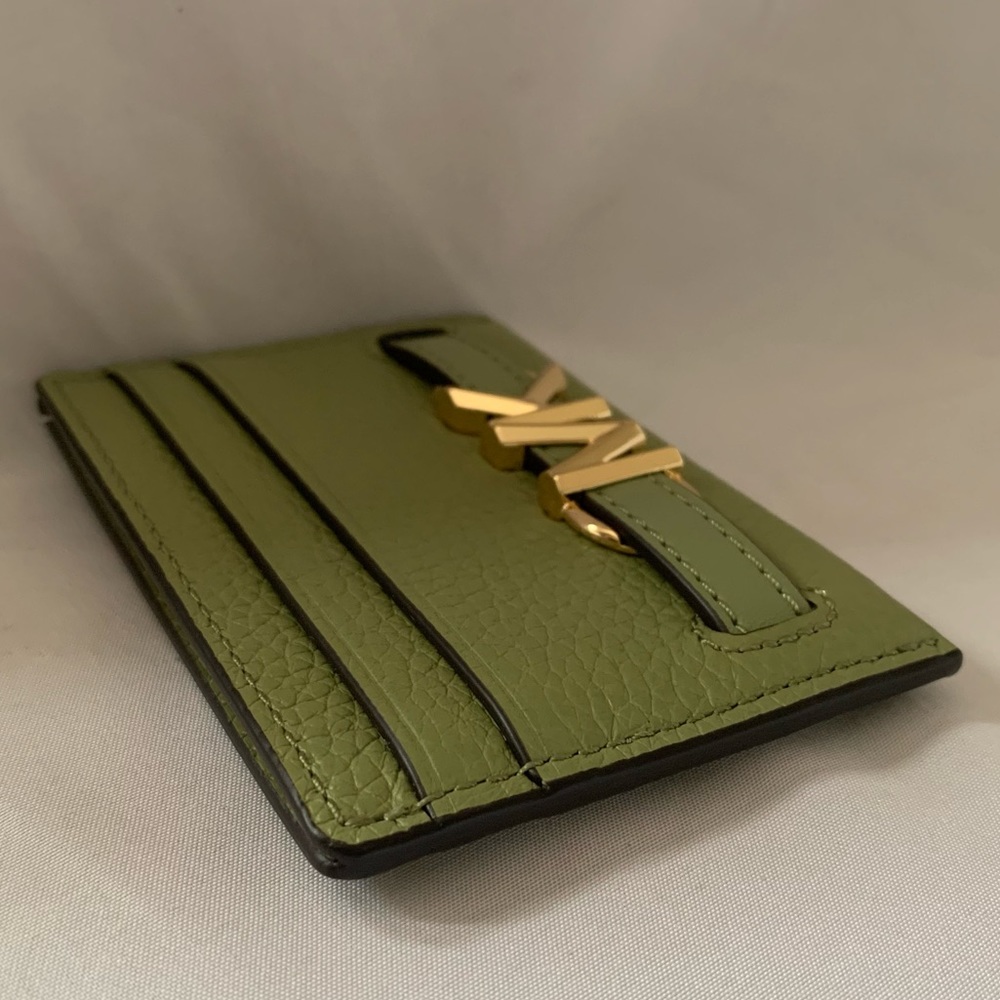 Authentic NWT MK Reed Pebble Leather Cardholder/Case Olive Green - Picture 3 of 7